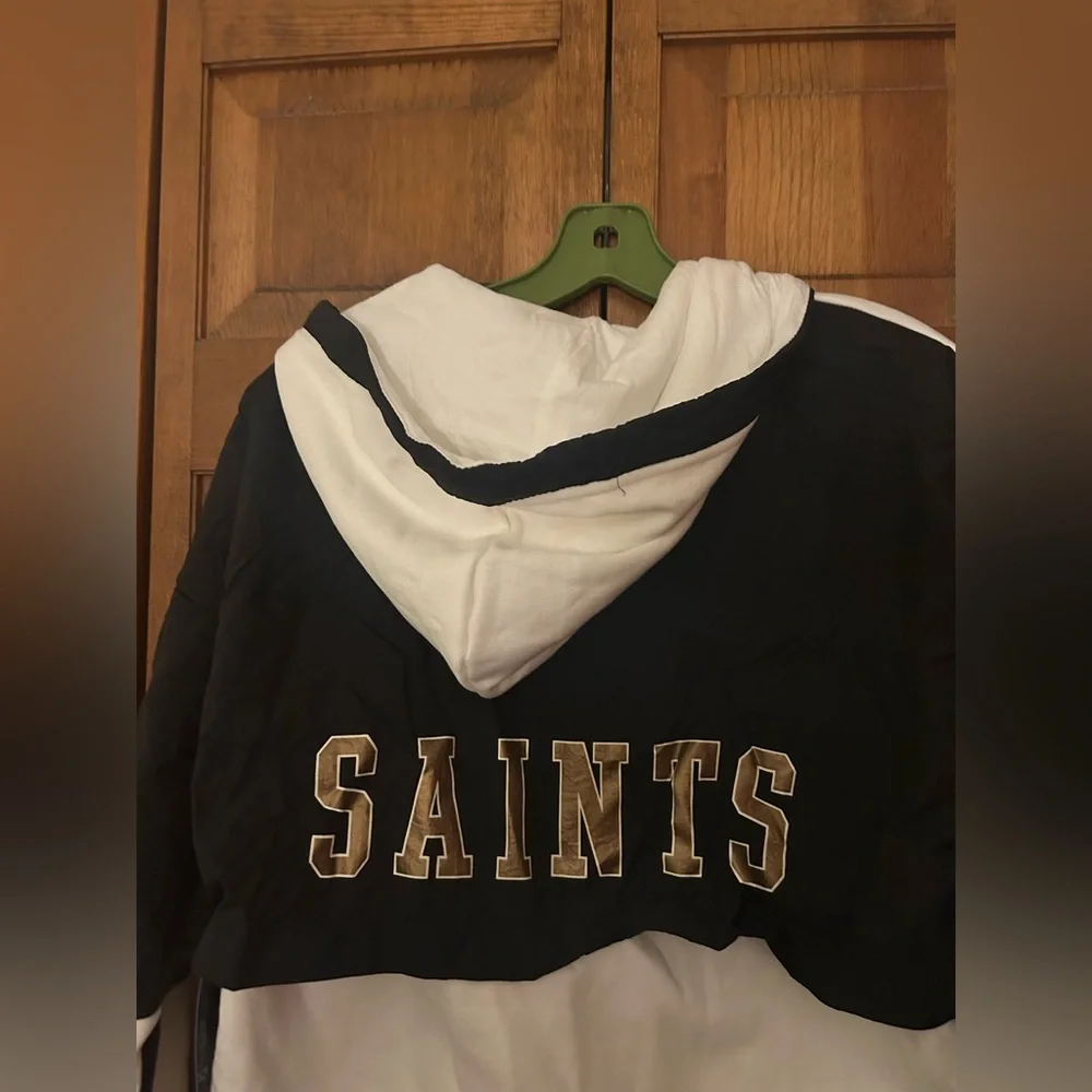NFL Team Apparel Men’s Sz L Black & White New Orleans Saints Windbreaker NWT